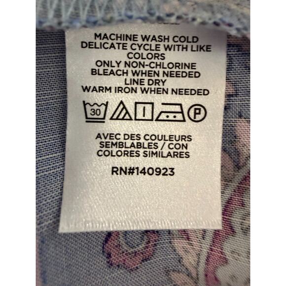 LOFT XL Paisley Maxi Shirt Dress Blue Pink Button Down Spring Party Cottage Chic - Picture 10 of 11